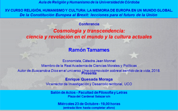 TAMAMES BUSCANDO A DIOS EN EL UNIVERSO CURSO 2019 RELIGION Y HUMANISMO